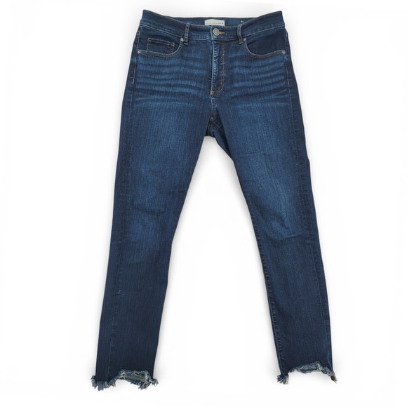 LOFT Denim - LOFT Womens 6 28 Skinny Jeans Blue Stretch Raw Hem Frayed‎ Ankle